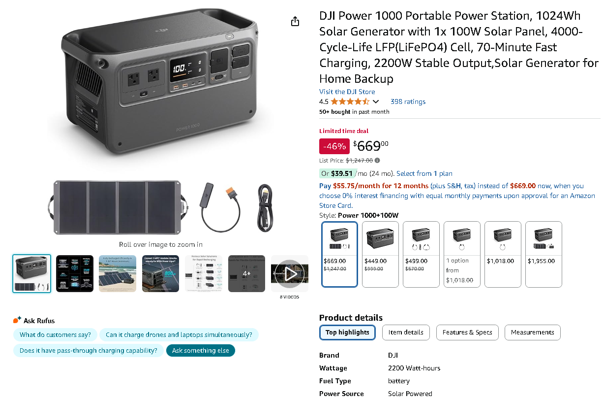 Screenshot of DJI Power 1000 DJI Power 1000 Portable Power Station