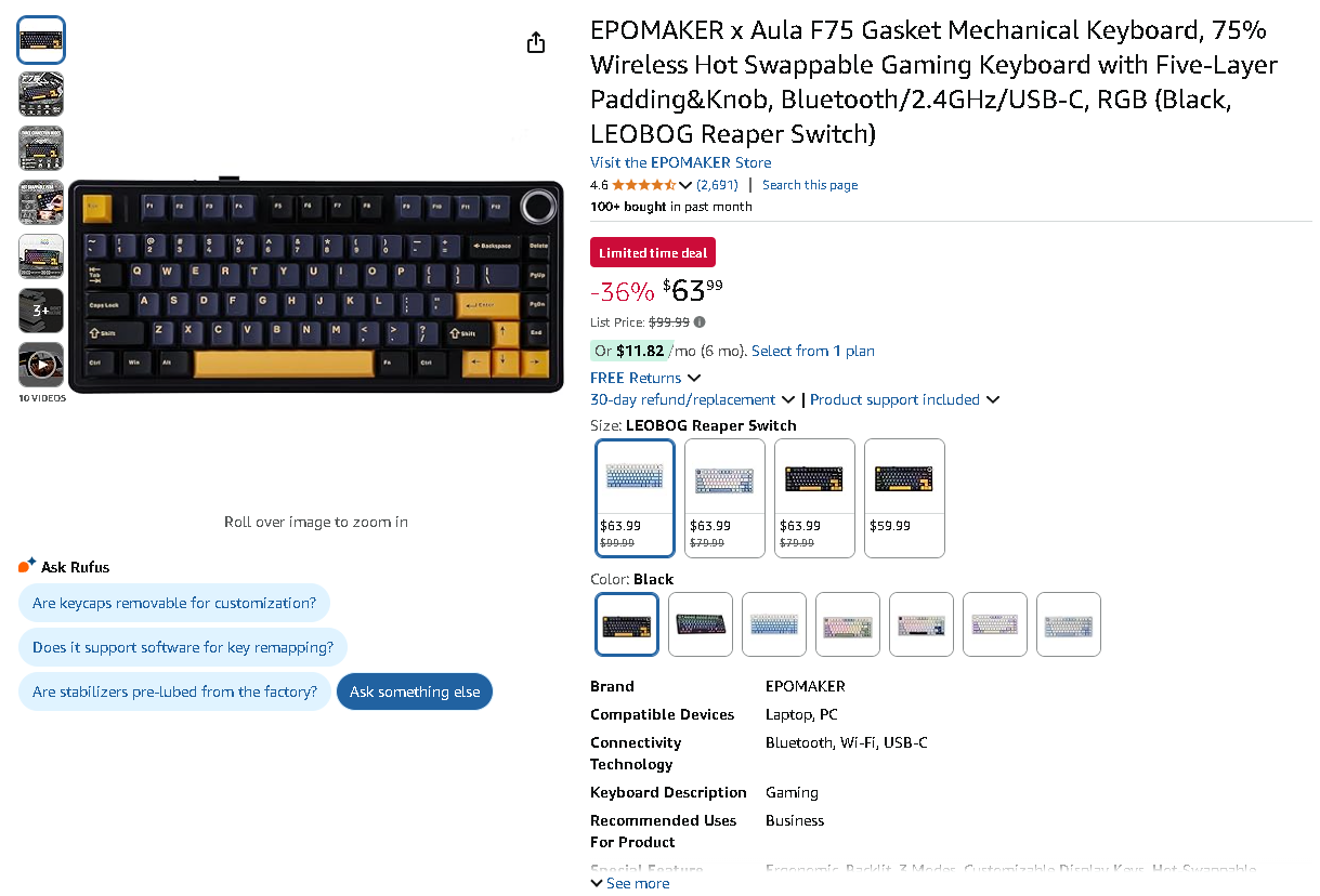 EPOMAKER F75 Keyboard Screenshot of the EPOMAKER F75 Keyboard