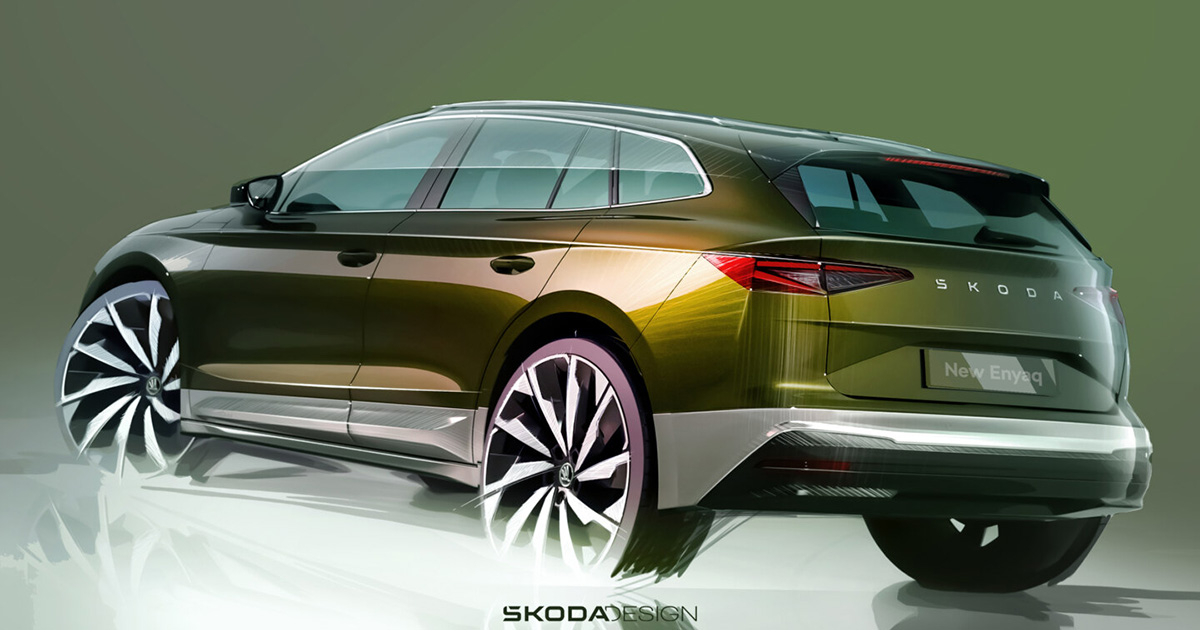 Esquisse de la nouvelle Škoda Enyaq