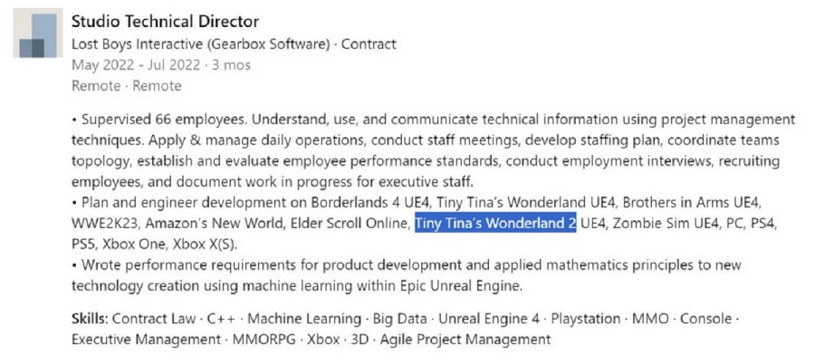 L'un des développeurs de Tiny Tina's Wonderlands a confirmé que Gearbox travaille sur Borderlands 4 et Tiny Tina's Wonderlands 2.-2