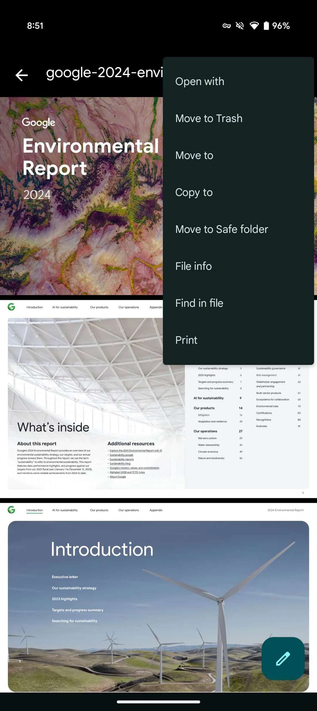Interface de l'application Google Files avec une nouvelle visionneuse PDF