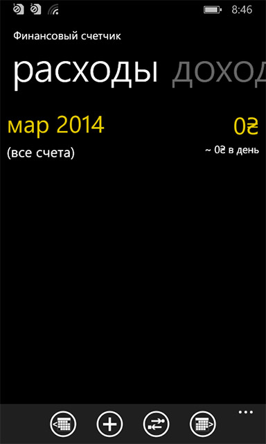 Приложения для Windows Phone: Финансовый счетчик