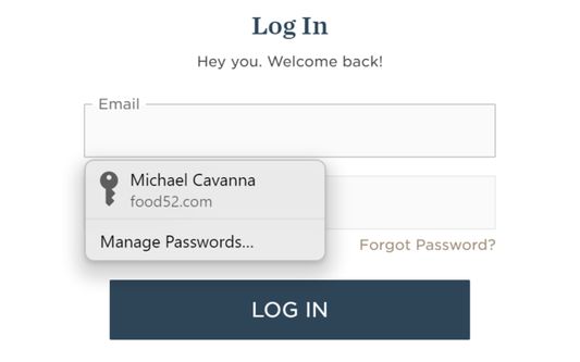 Скріншот розширення iCloud Passwords у Firefox