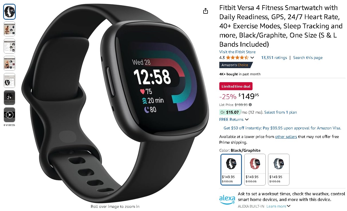 Screenshot of the Fitbit Versa 4