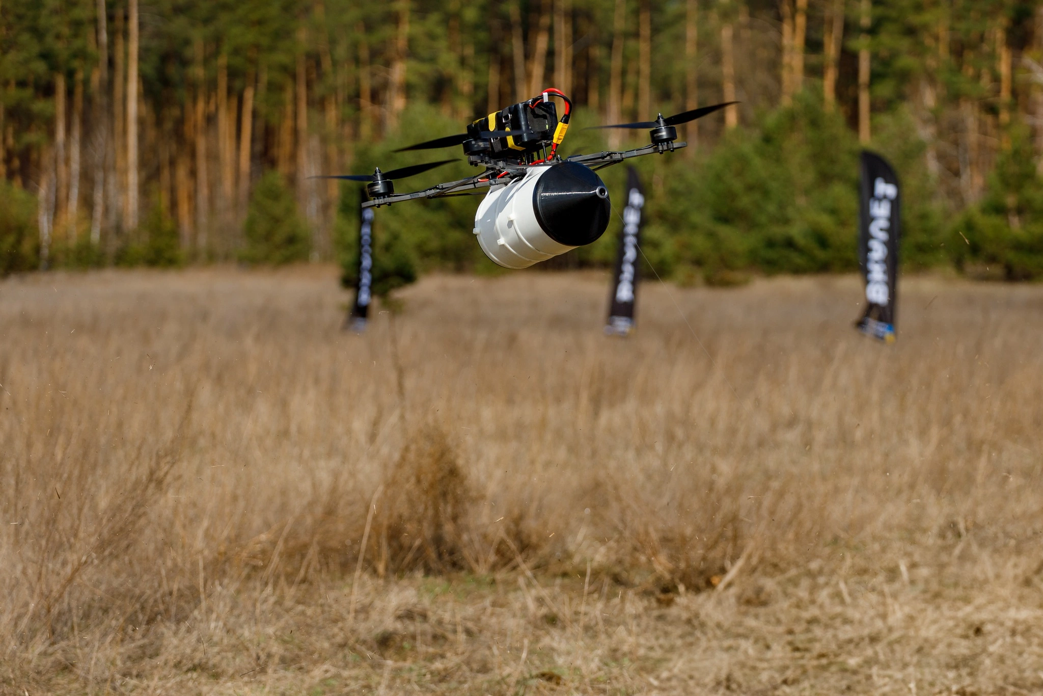 Testing an FPV drone with fibre optic control. Illustration: Brave1