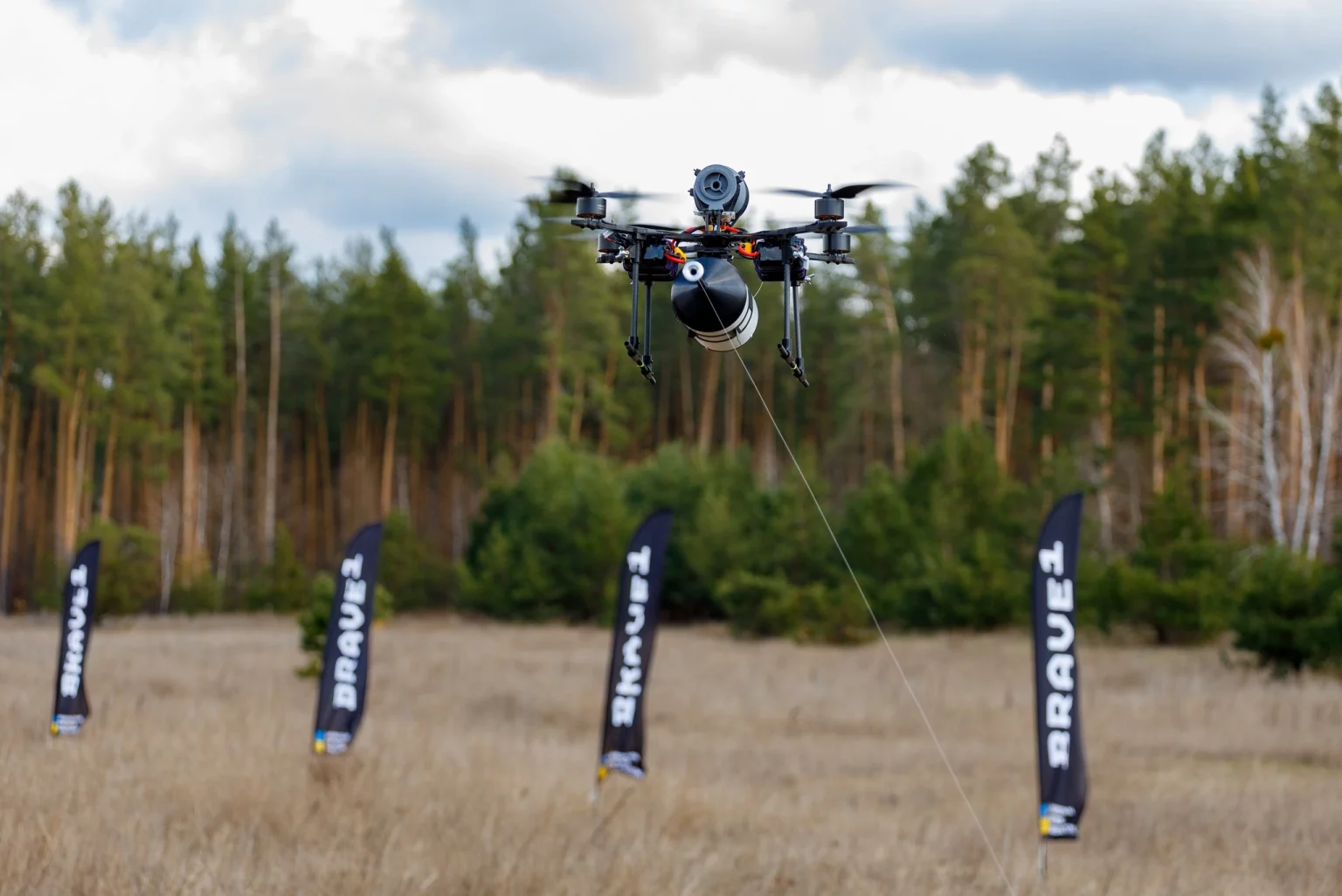 Testing an FPV drone with fibre optic control. Illustration: Brave1