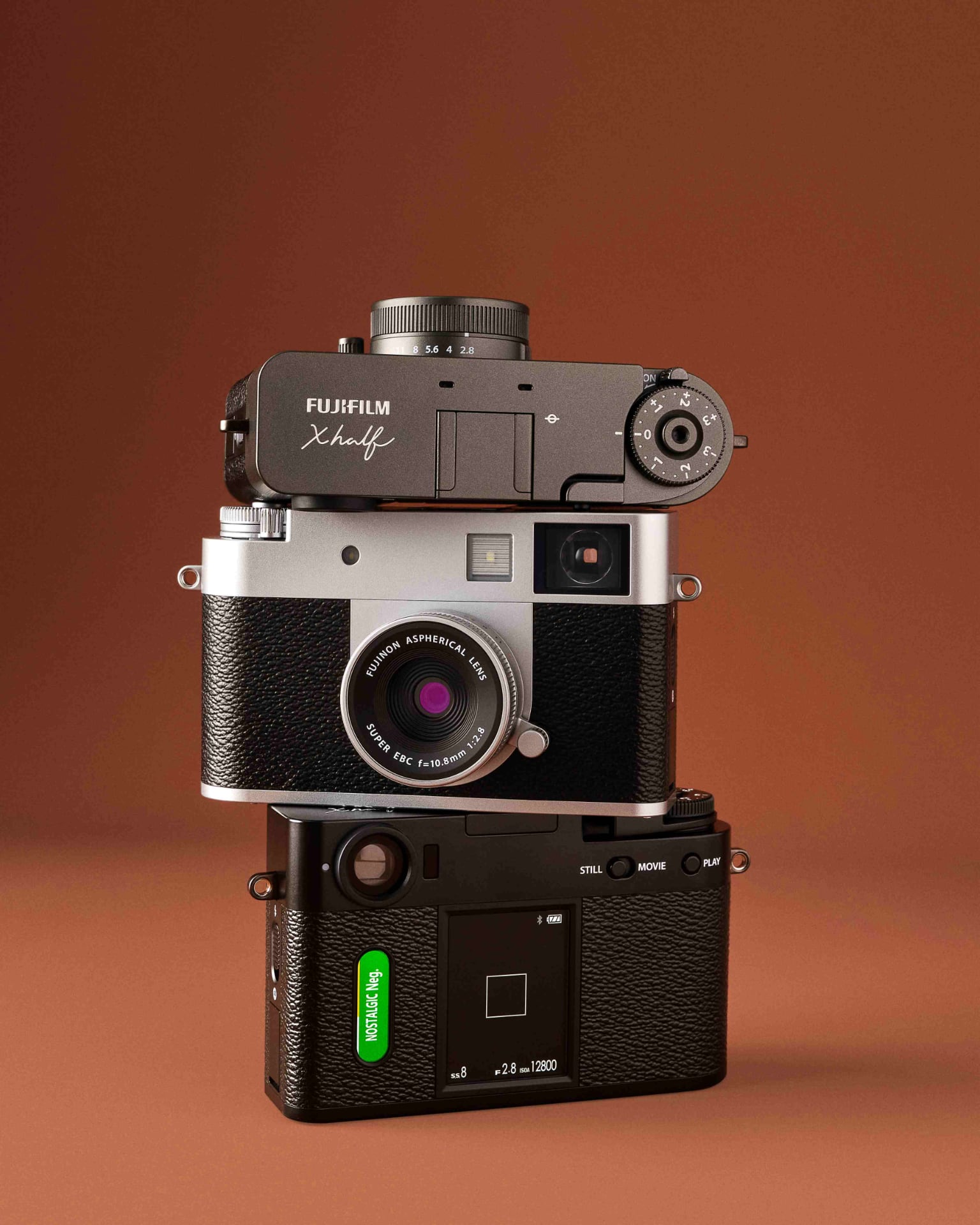 Three design options for the X half camera. Illustration: Fujifilm