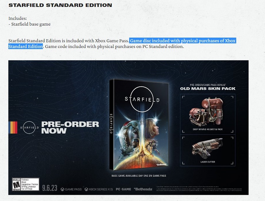 C'est officiel : Bethesda sortira Starfield sur disque, mais uniquement pour la série Xbox. Les joueurs PC ne recevront que des codes d'activation-2