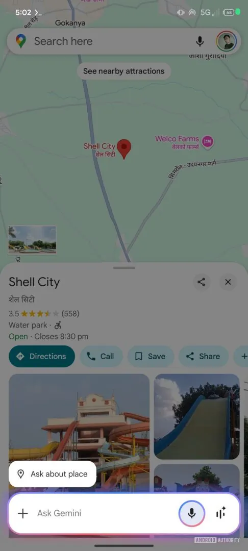 Chip for Gemini Google Maps Interface