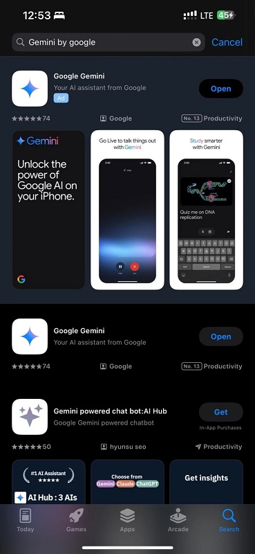 Google готує окремий додаток Gemini для iOS - на це звернули увагу користувачі з Філіппін-2