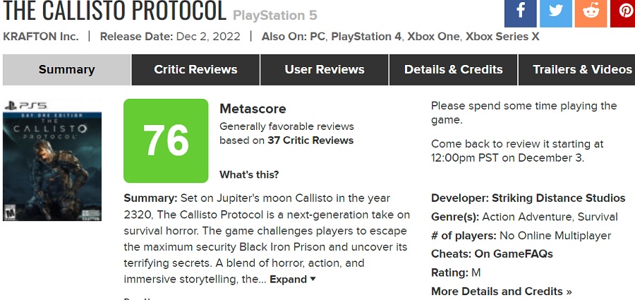 "A masterpiece of horror": the first reviews of The Callisto Protocol appeared on aggregators-2
