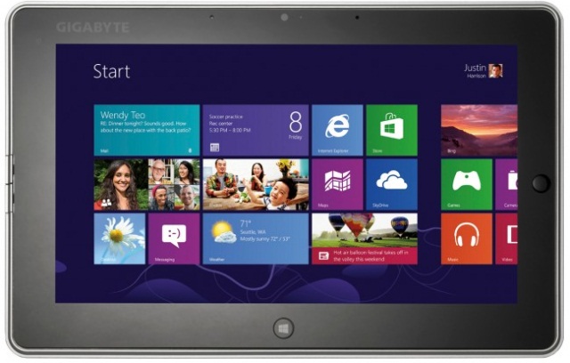 Планшет Gigabyte S1082 на Windows 8 с жестким диском емкостью 500 ГБ