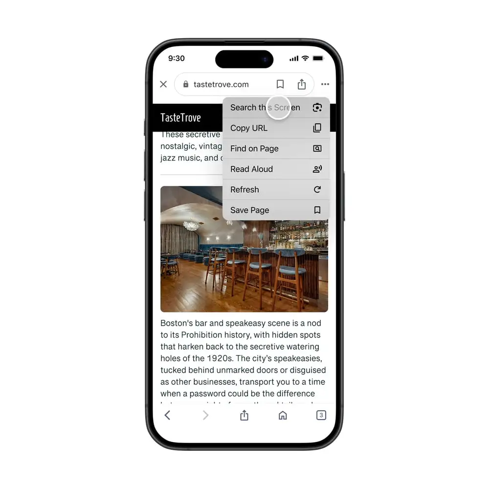 Google app iOS Lens Search Screen