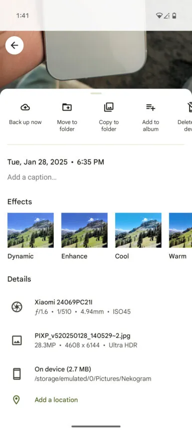 Google Photos Ultra HDR image