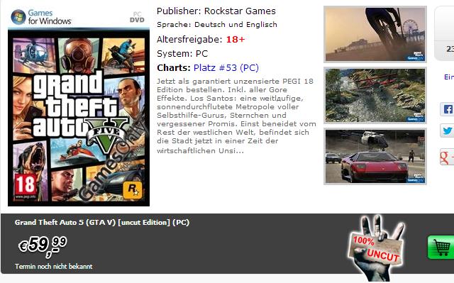 Немецкие онлайн-магазины открыли предзаказ на PC-версию Grand Theft Auto V-2 Немецкие онлайн-магазины открыли предзаказ на PC-версию Grand Theft Auto V-2