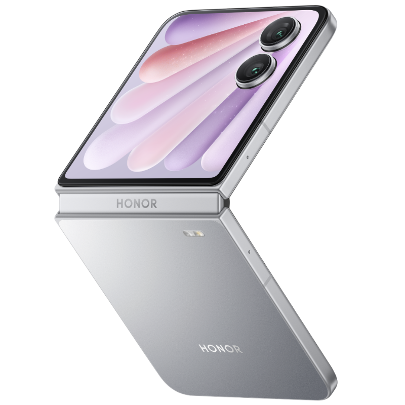 Дизайн смартфону Honor Magic V Flip 2 в кольорі сріблясто-сірий