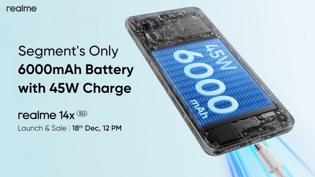 Realme 14x battery and charging information