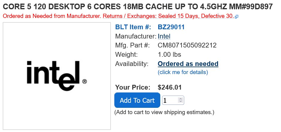 Intel Core 5 120 and 120F processors