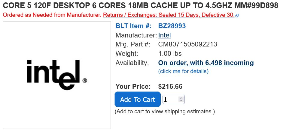 Intel Core 5 120 and 120F processors in the picture
