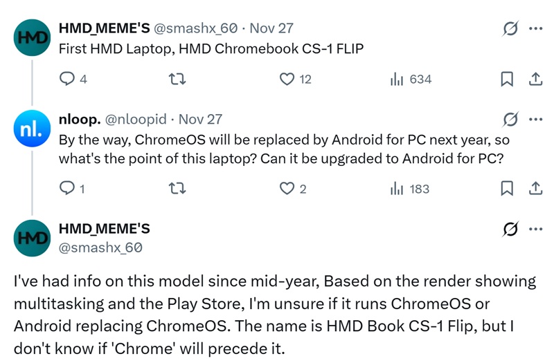 Концептуальне зображення ноутбука HMD (Chrome)Book CS-1 Flip