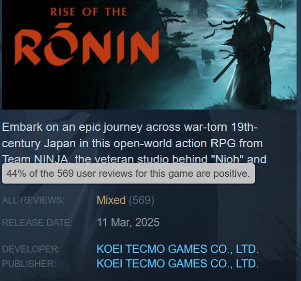 Скріншот екшену Rise of the Ronin
