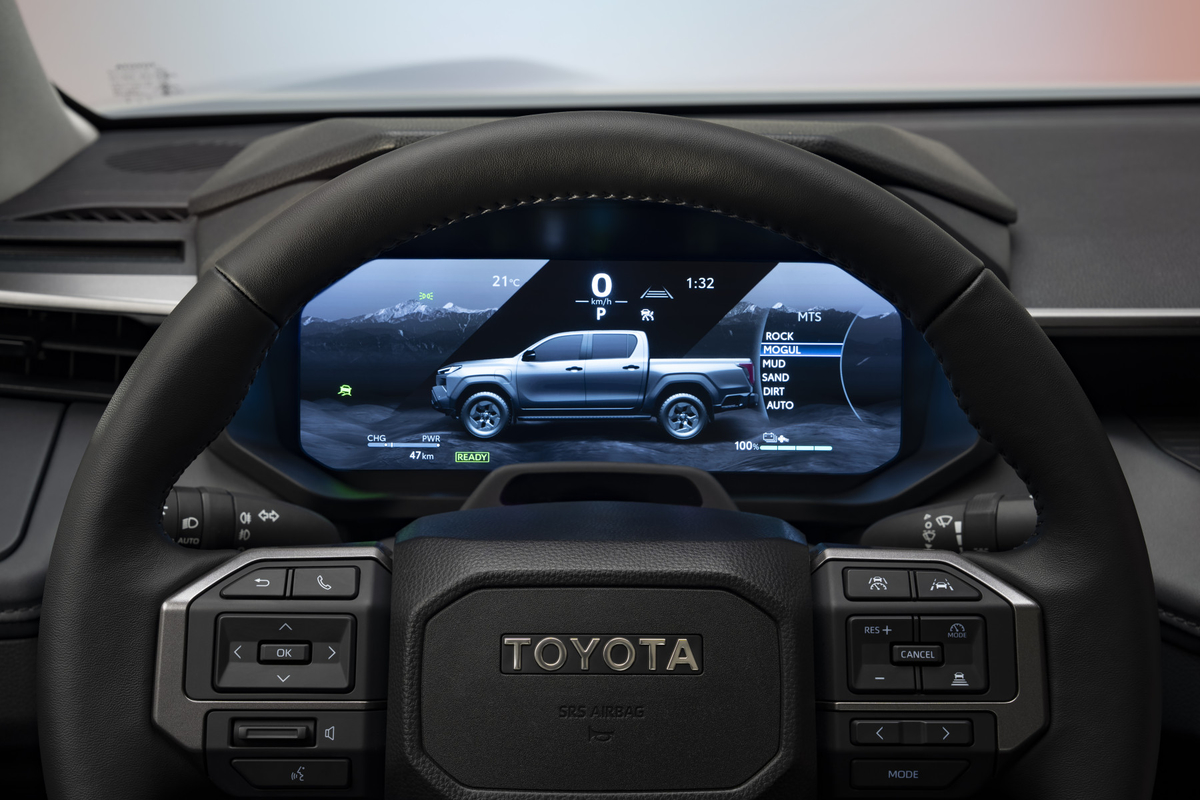 Interior details of Toyota Hilux BEV