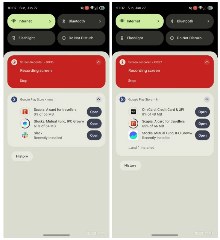 Updating the app download notification interface
