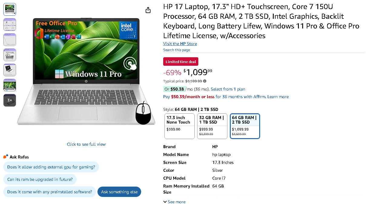 HP 17 Laptop Screenshot Screenshot of the HP 17 Laptop