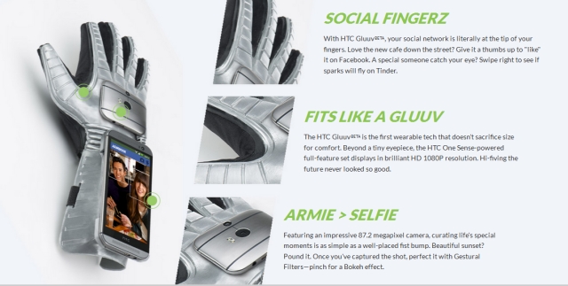 "Умная" перчатка HTC Gluuv для синхронизации со смартфоном HTC One M8-5