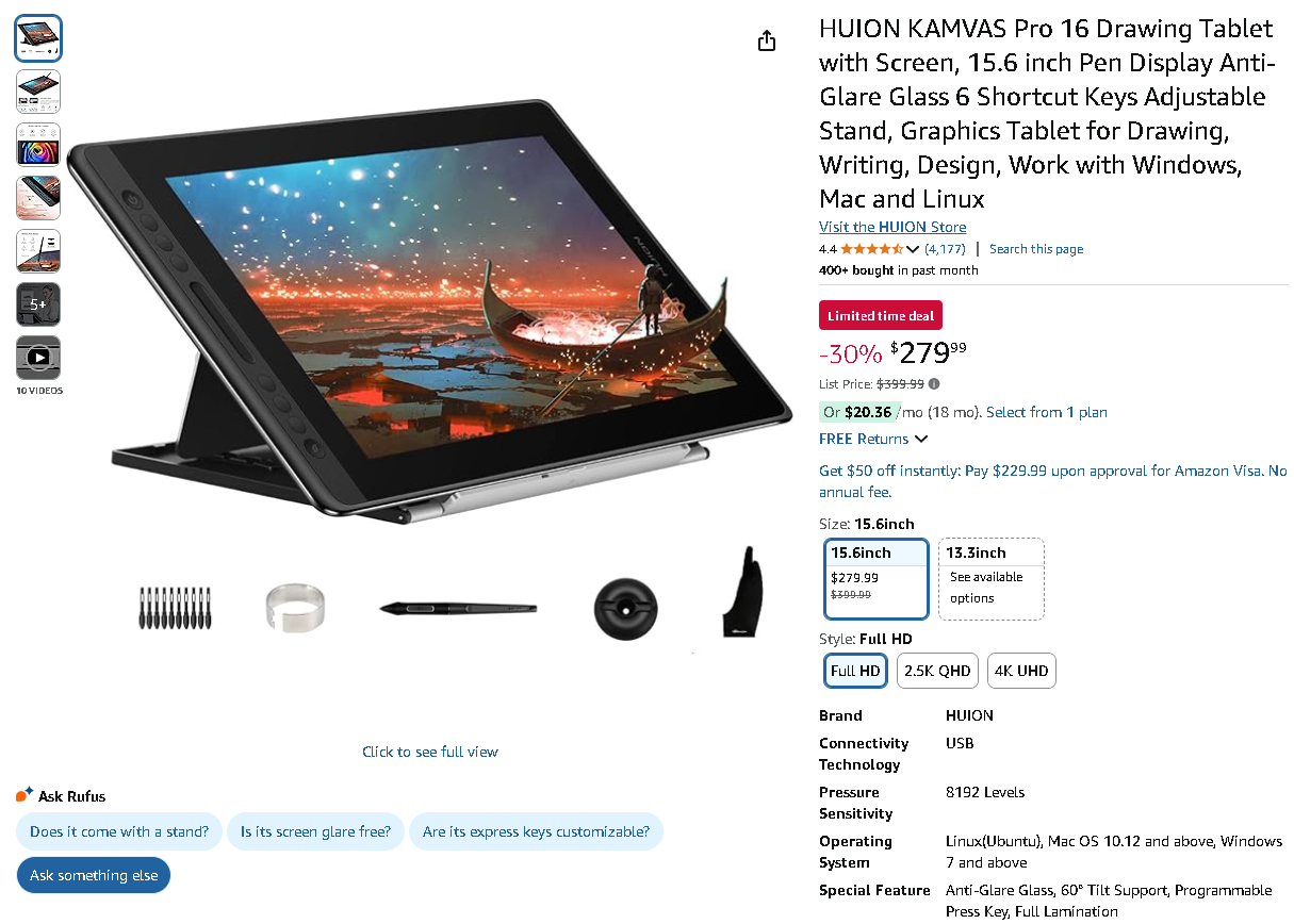 Screenshot of the HUION KAMVAS Pro 16 Tablet Screenshot of the HUION KAMVAS Pro 16 Tablet