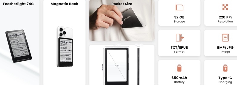 Xteink X4 e-book rear view