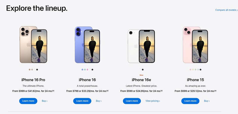 Affordable range of iPhones at the Apple Store