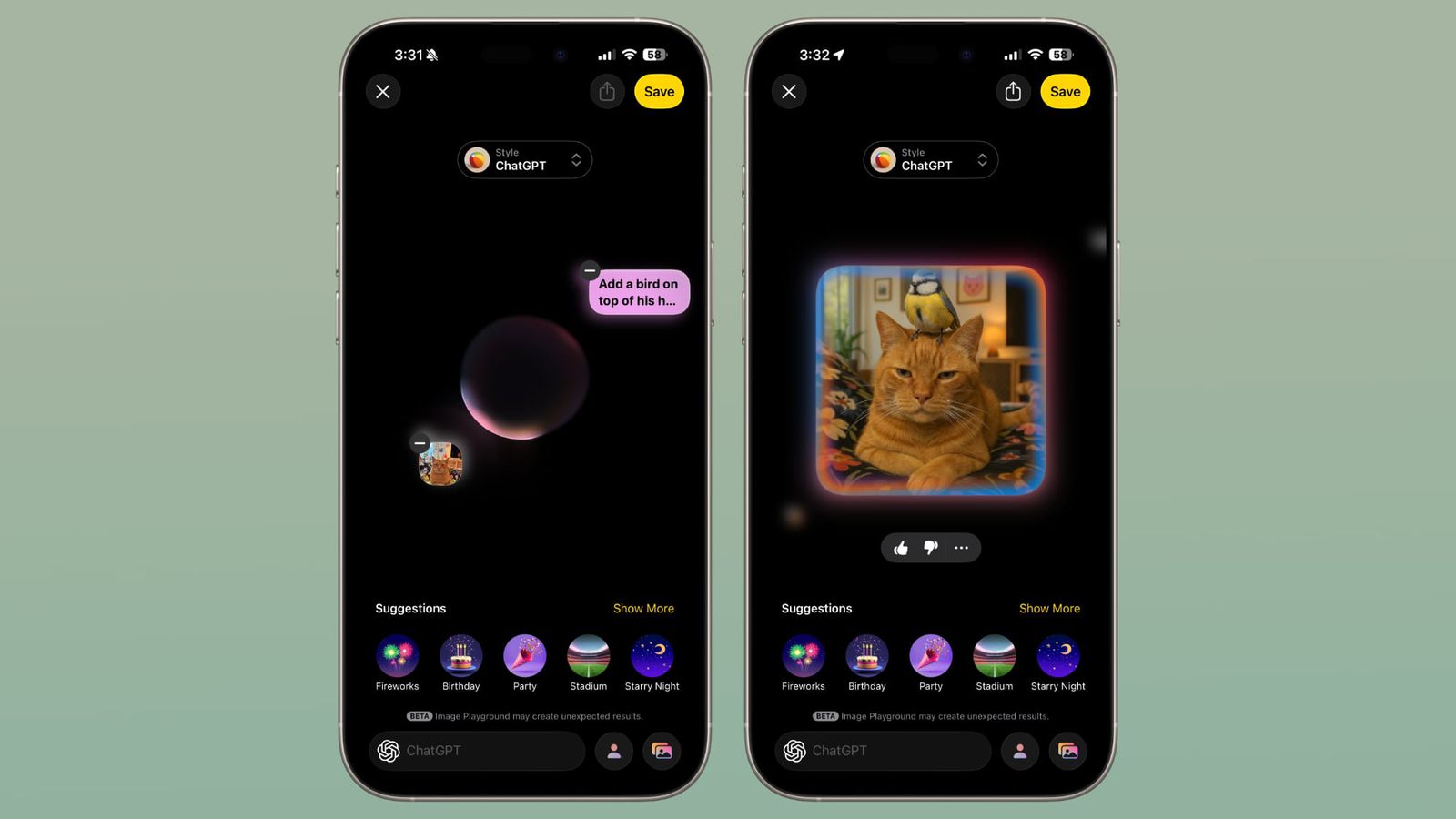 Realistic image from Image Playground in iOS 26