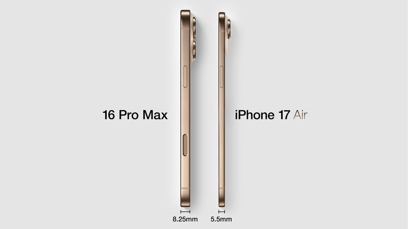Comparaison de l'iPhone 16 Pro et de l'iPhone 17 Air