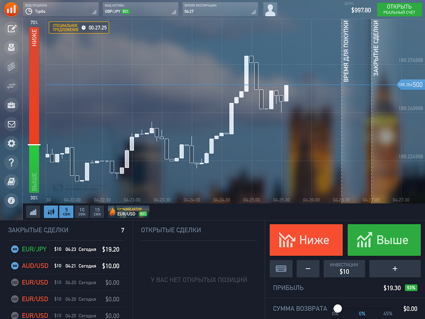IQ Option: торговля бинарными опционами с планшета или телефона