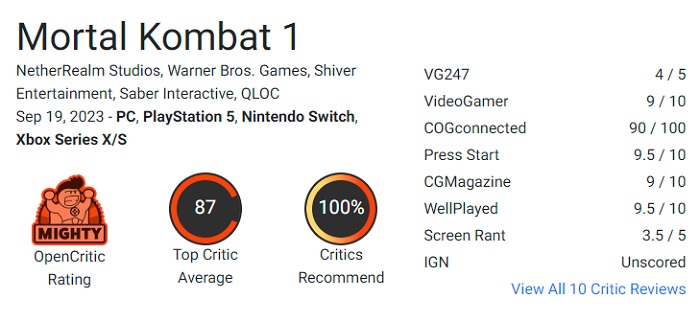 One of the best fighting games in the history of video games! The critics have highly praised Mortal Kombat 1-2