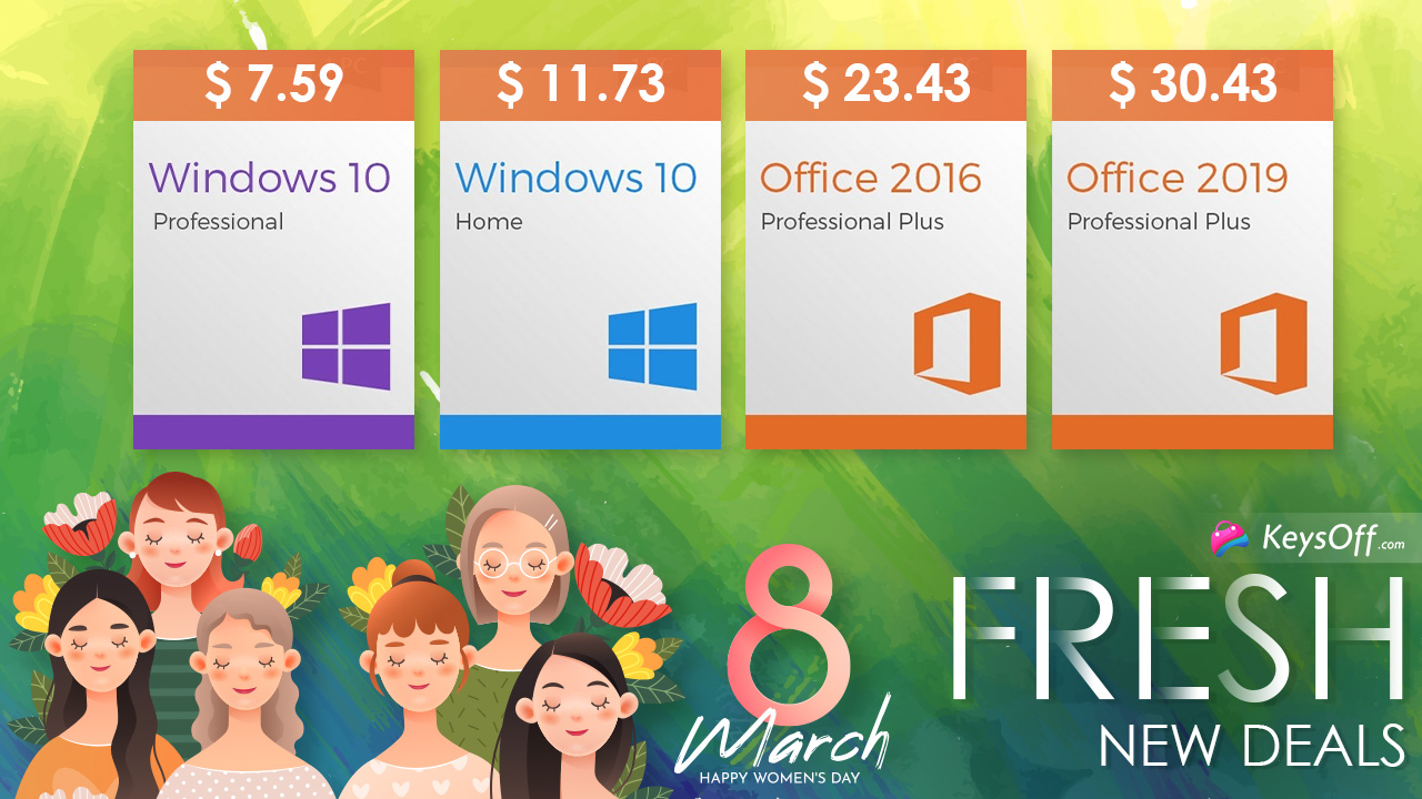 Праздник весны: Windows 10 Pro за 7.59＄, Office 2019 ProPlus за 30.43＄и другие скидки