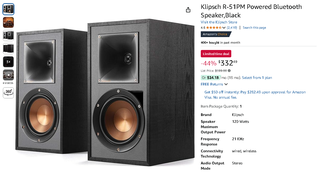Klipsch R-51PM Powered Bookshelf Speakers