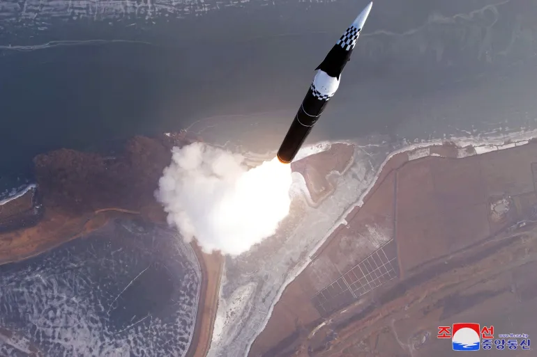 The launch of the KN-23 ballistic missile.