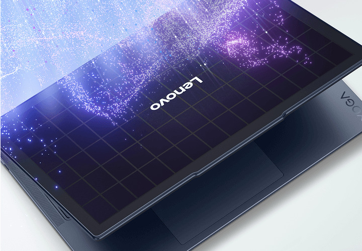 Solar panel on the back of Lenovo Yoga laptop