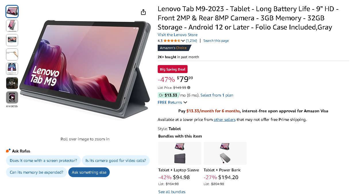 Screenshot of the Lenovo Tab M9