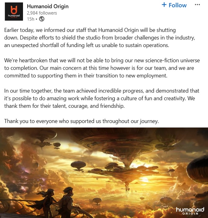 New game from Mass Effect creator cancelled - BioWare veteran Casey Hudson has closed his studio Humanoid Origin-2