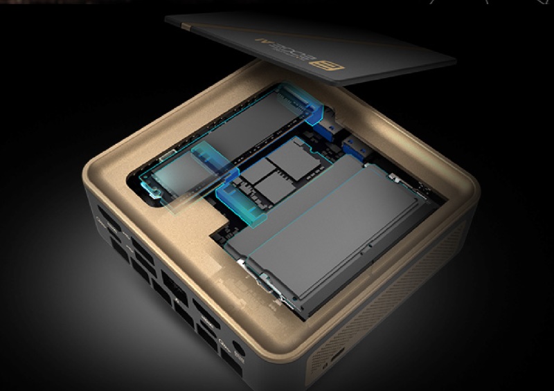 Elegant black and gold style case of mini-PC
