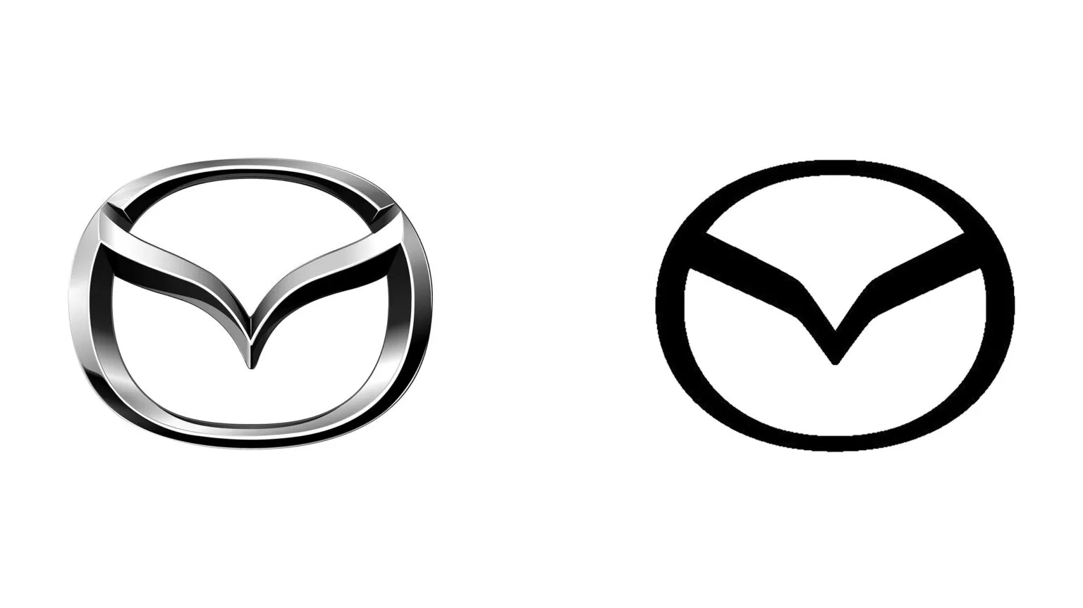 Old and new Mazda emblems