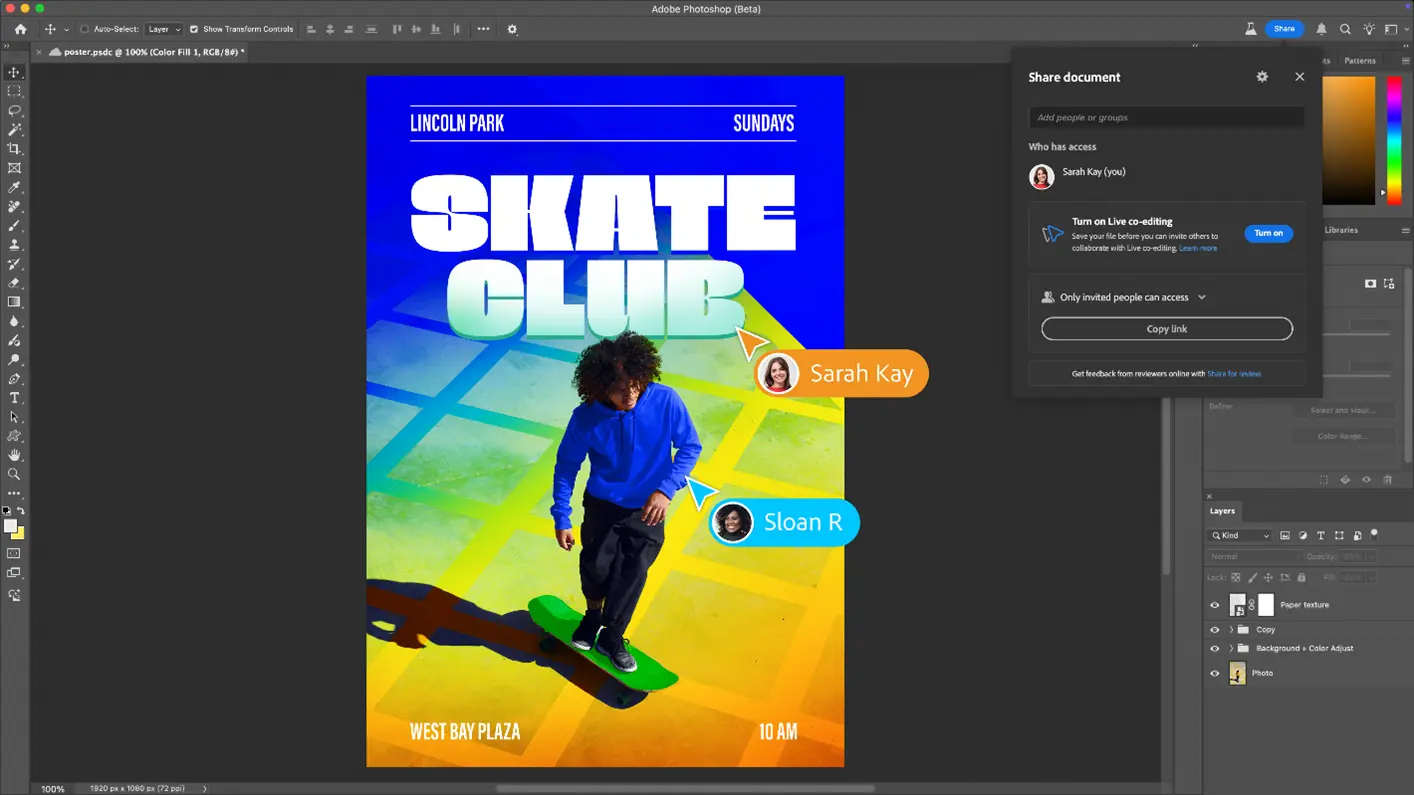 Collaboratively edit files in Photoshop