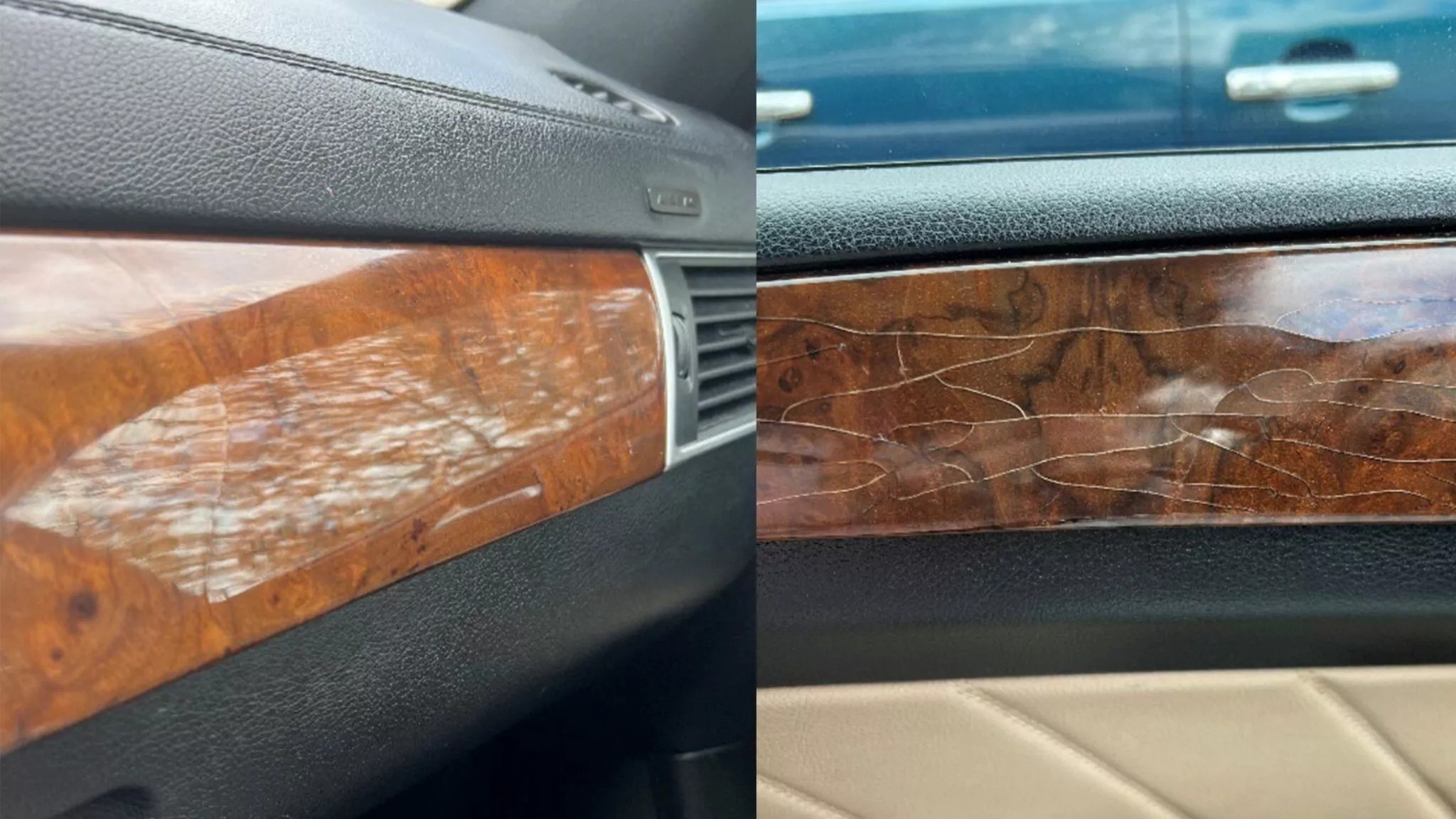 Examples of defects in the wooden interior trim of Mercedes-Benz cars