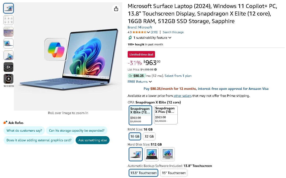 Screenshot of the Surface Laptop