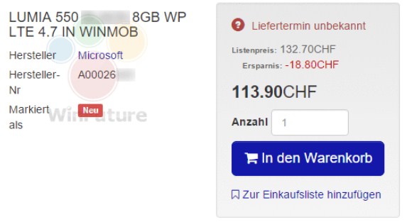 Microsoft готовит бюджетник Lumia 550 с 4.7-дюймовым HD-экраном и поддержкой LTE-2