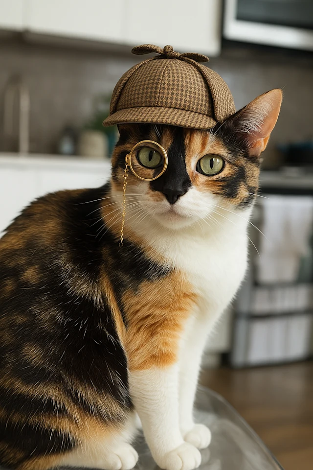 Кот со шляпой детектива