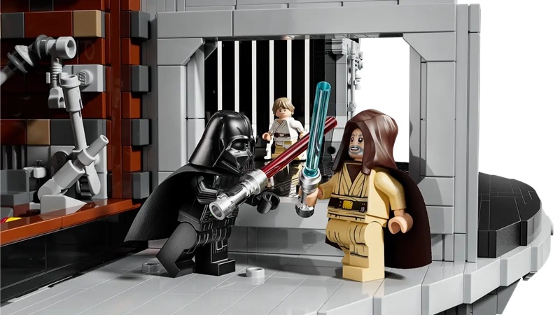 A close-up of the LEGO Death Star.